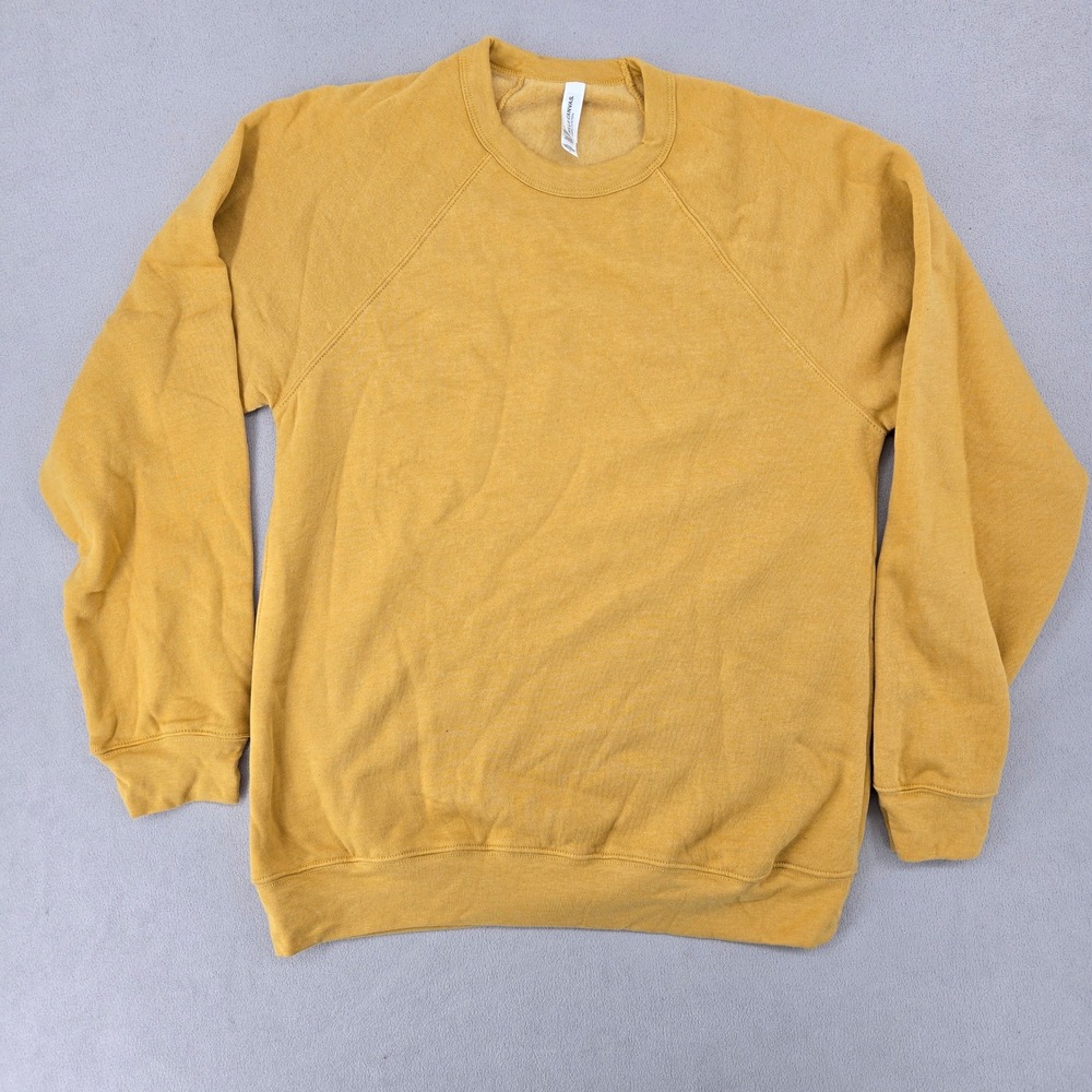 Bella‎ + Canvas Unisex NWOT Large Blank Sweatshirt Yellow Raglan Fleece Pullover